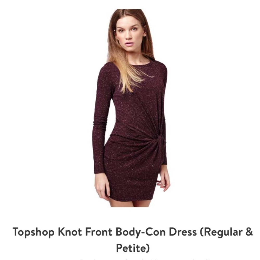 Topshop Maroon Fitted Dress